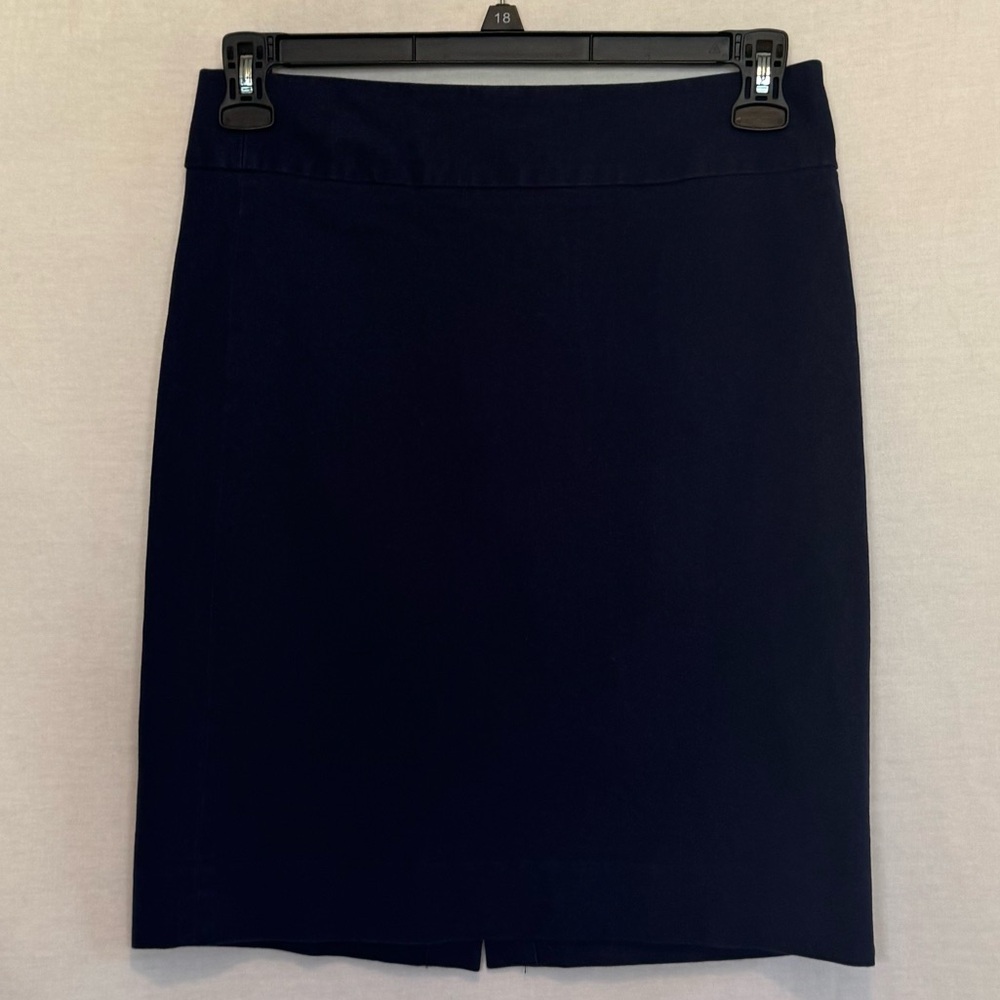 F-123 Banana Republic Dark Blue Flat Front MIDI Skirt Size 8